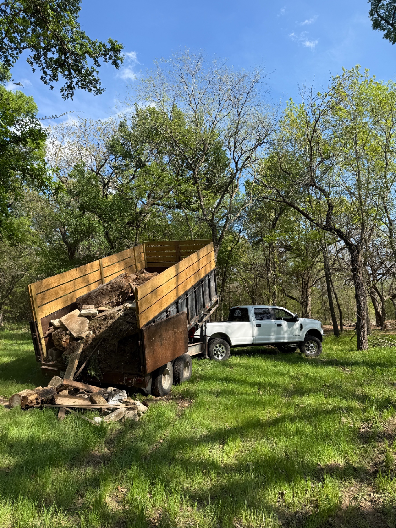 Debris haul off on a wooded property