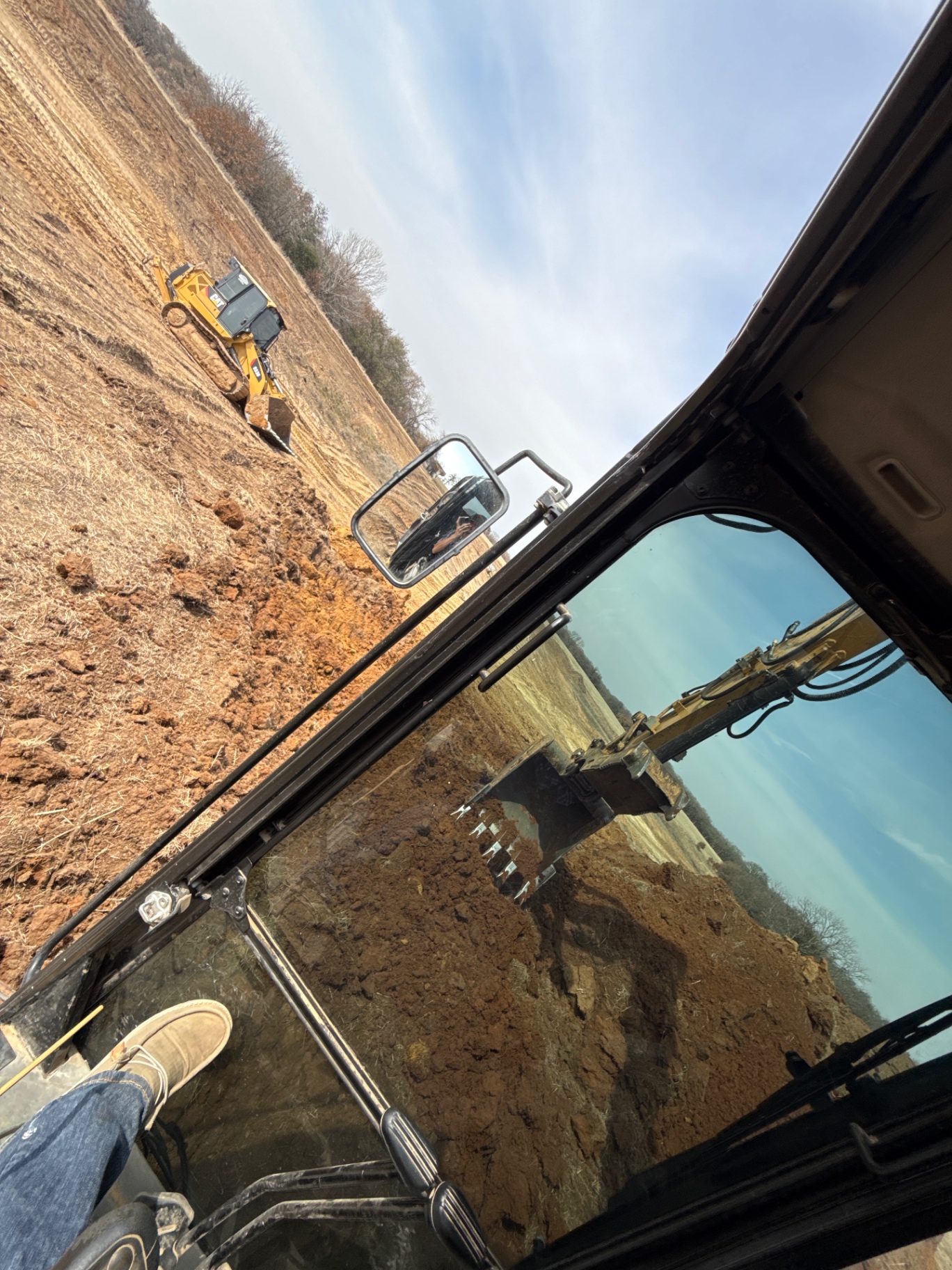 Excavation work from inside the cab